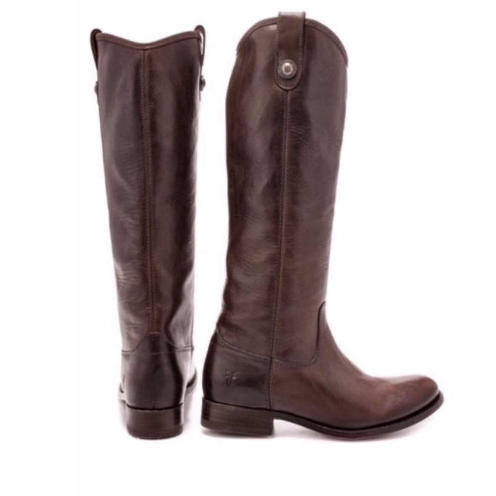 Frye Boots Melissa Button Brown Leather Tall Riding Equestrian Boots Women's 8.5